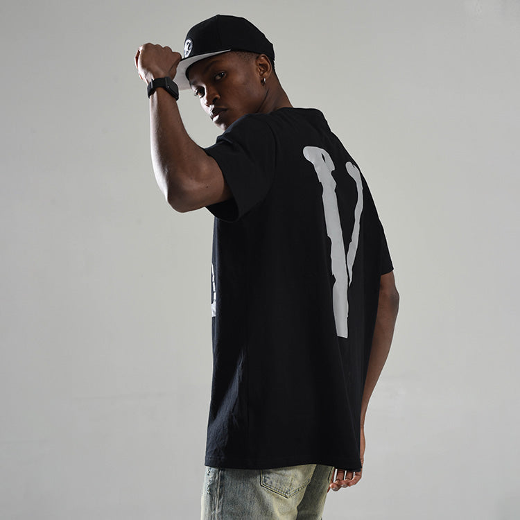 VLONE 3M Reflective Large Logo Short Sleeve Couple Style Black Gray VLTE17SS007