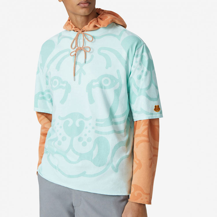 Men's KENZO K-Tiger Printing Loose Short Sleeve Mint Green 5TS5104SG-58