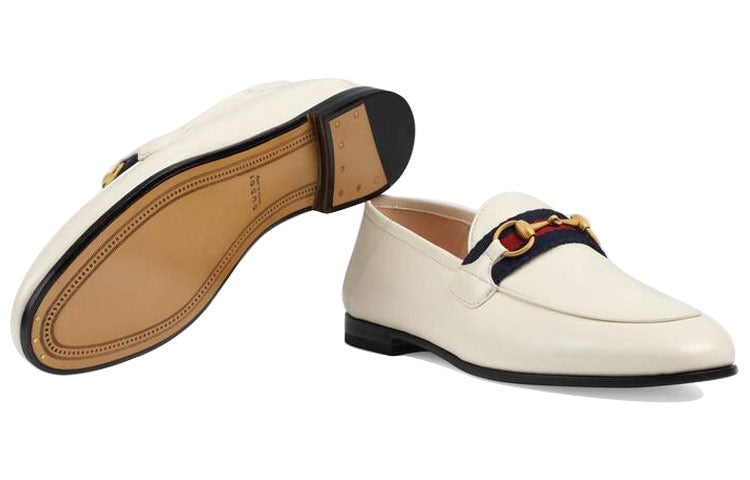 (WMNS) Gucci Loafer With Web 'White Leather' 631619-CQXM0-9065