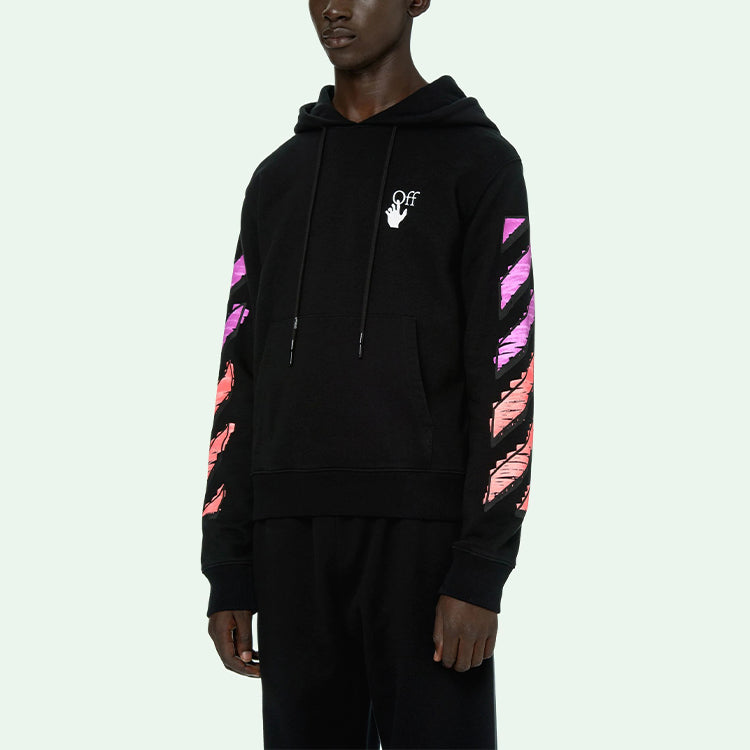 Men's Off-White SS21 Logo Printing Long Sleeves Loose Fit 'Black Fuchsia' OMBB034R21FLE0031032