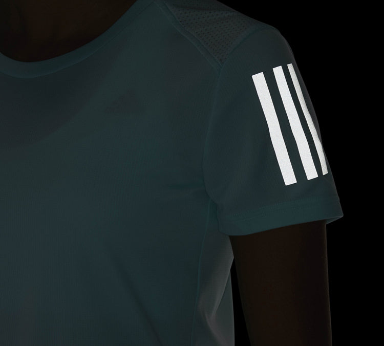 (WMNS) adidas Own The Run Tee Reflective Printing Sports Short Sleeve Green DQ2634