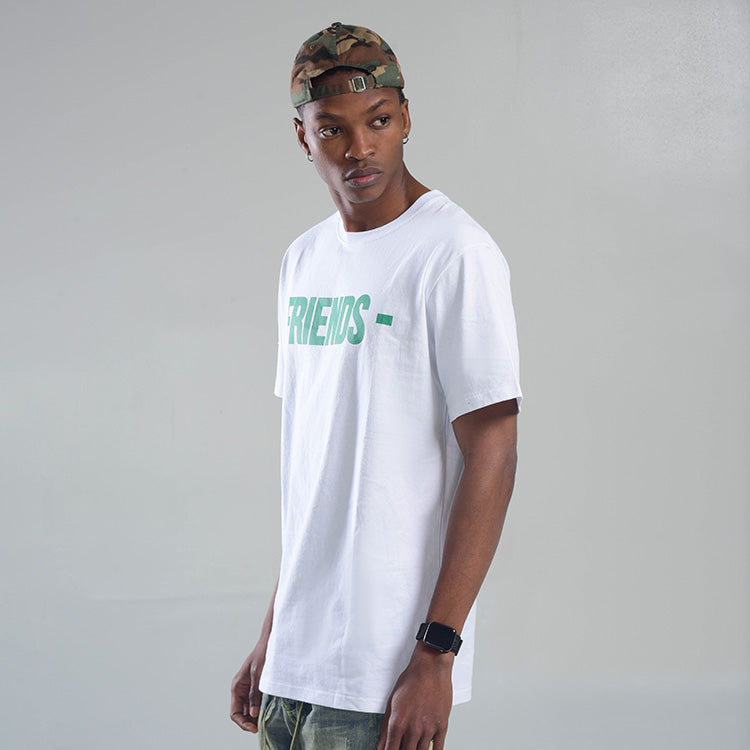 VLONE Friends Back Large Logo Short Sleeve Couple Style White Green VLTE17SS002-WT