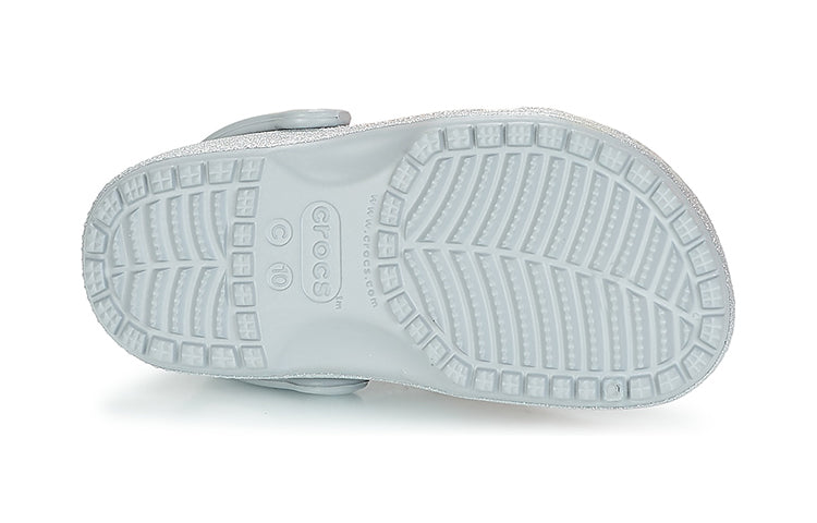 (GS) Crocs Classic Glitter Clogs 'Silver' 205441-040