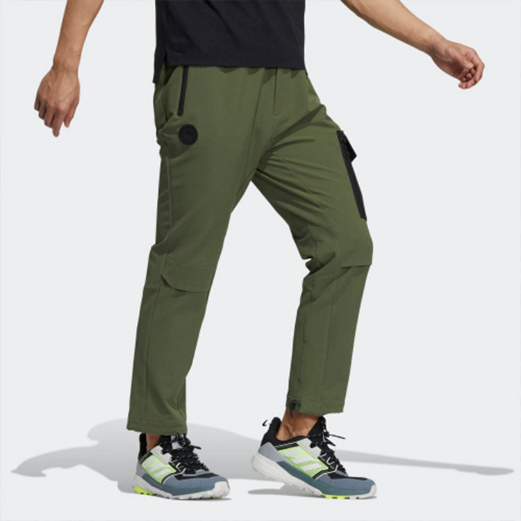 Men's adidas Gwall Pants Logo Contrasting Colors Pocket Sports Pants/Trousers/Joggers Green H23099
