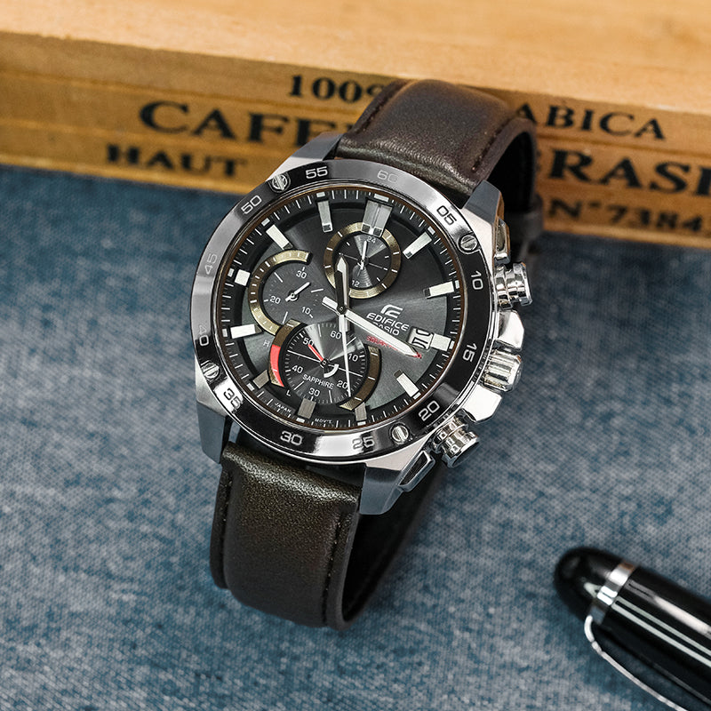 CASIO Waterproof EDIFICE Sapphire Crystal Solar Powered Mens Brown Analog EFS-S500BL-1AVUPR