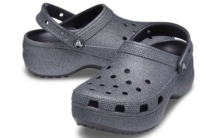 (WMNS) Crocs Classic Platform Glitter II Clog 'Black' 207770-001