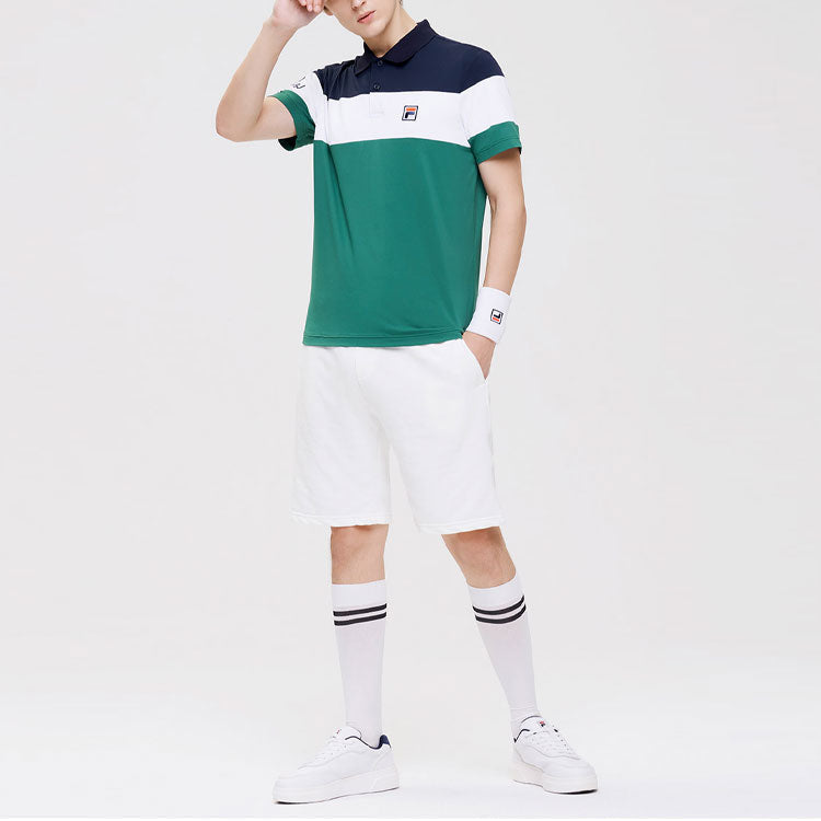 FILA Athletics Embroidery Logo Color Contrast Short Sleeve Polo Blue A11M133159F-NV