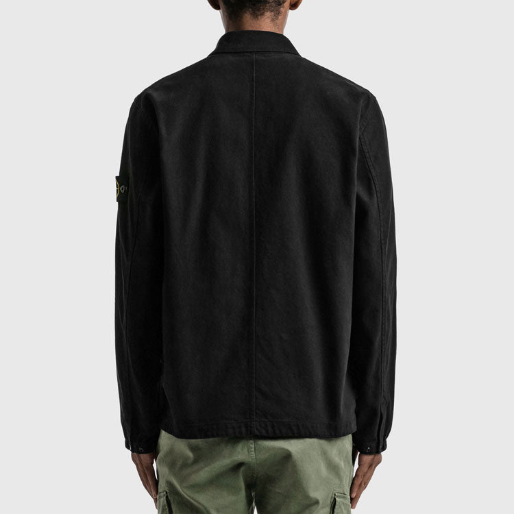 STONE ISLAND Garment Dyed Zip Shirt Overshirt 'Black' 751510704-V0029