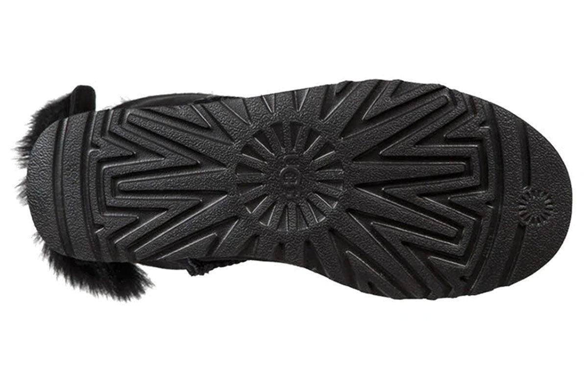 (WMNS) UGG Fluff Bow Mini Fleece Lined Black 1094967-BLK