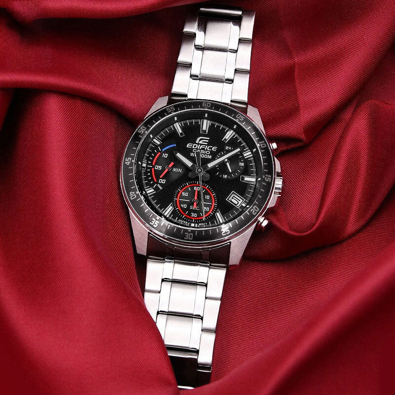 CASIO EDIFICE Waterproof Stainless Steel Strap Mens Red Analog EFV-540D-1AVUPR