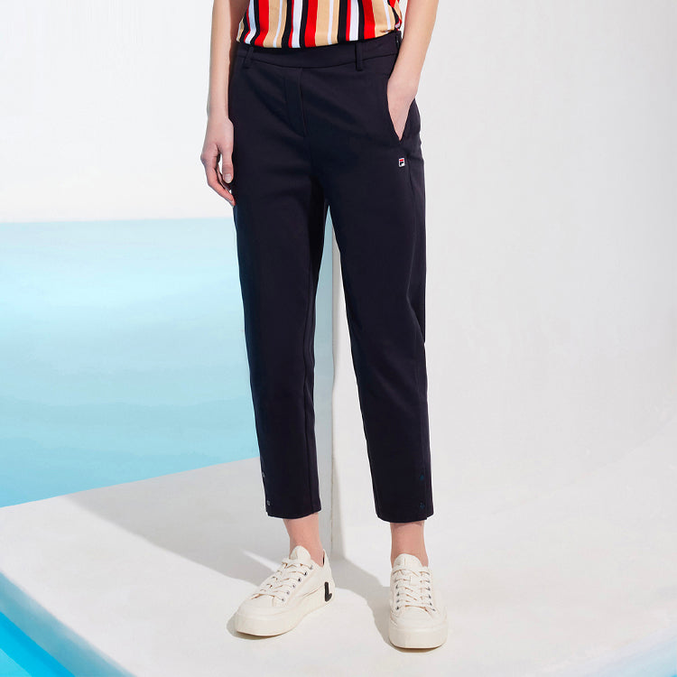 (WMNS) FILA Solid Color Straight Knit Casual Pants Blue F11W121601F-NV