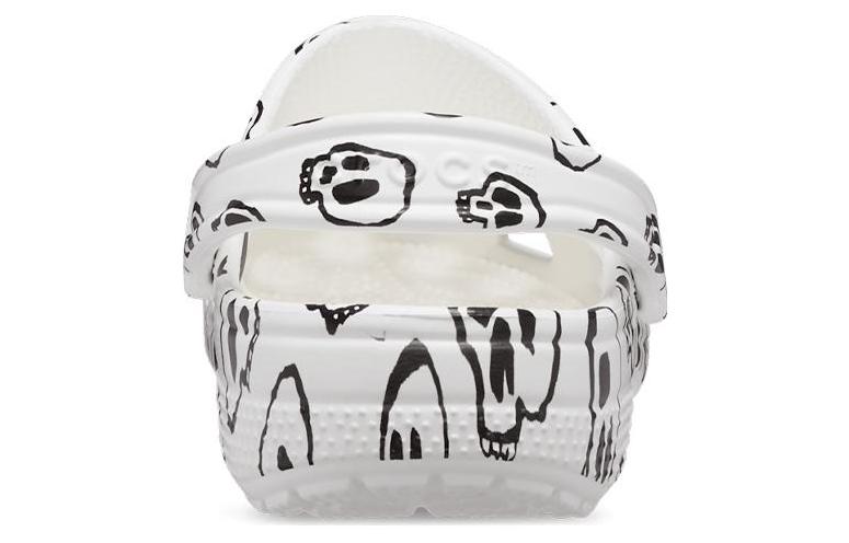 (WMNS) Crocs Classic Skull Print Clogs 'White Black' 208993-103