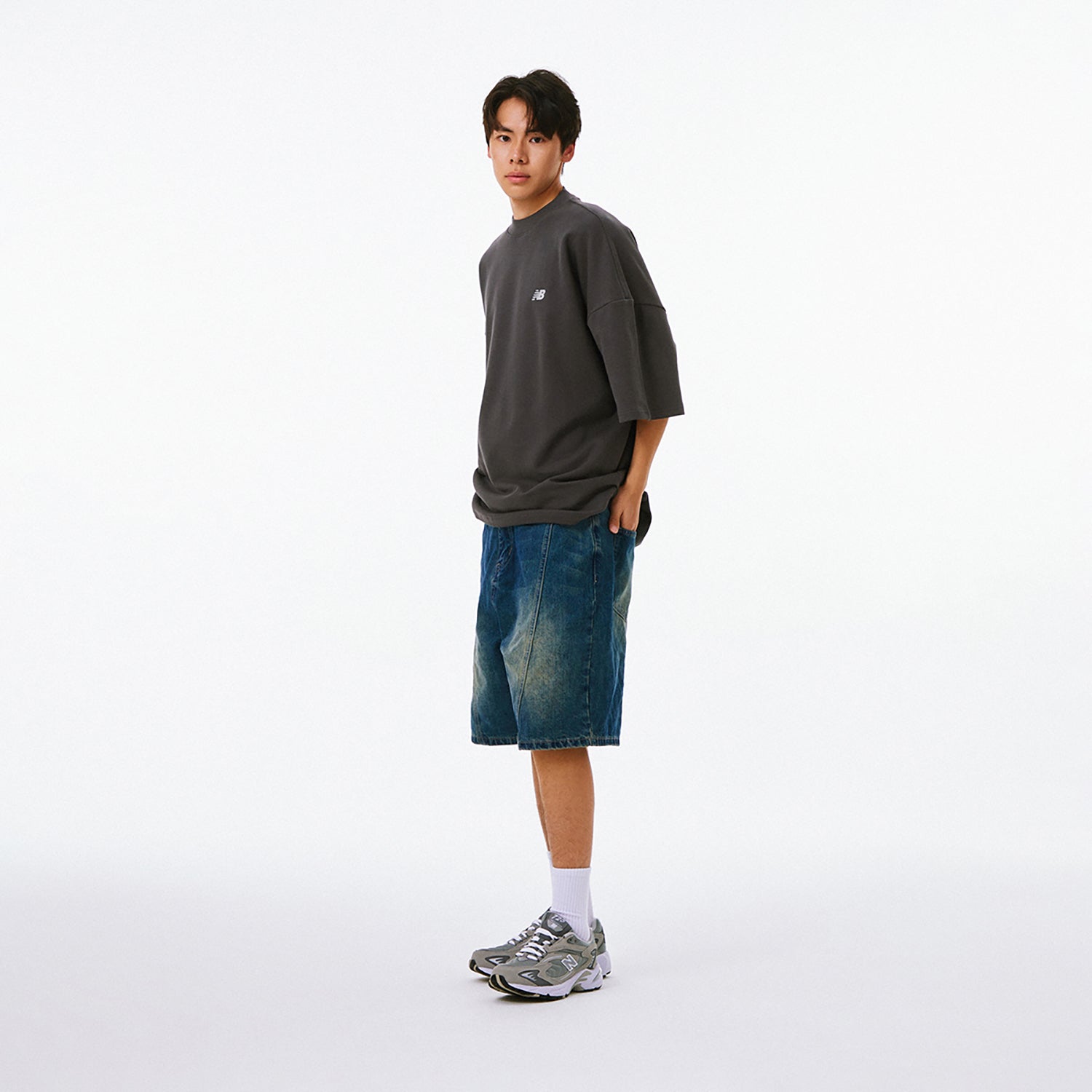 New Balance NB Logo Cotton T-shirt Asia Sizing 'Grey' AMT41333-ACK