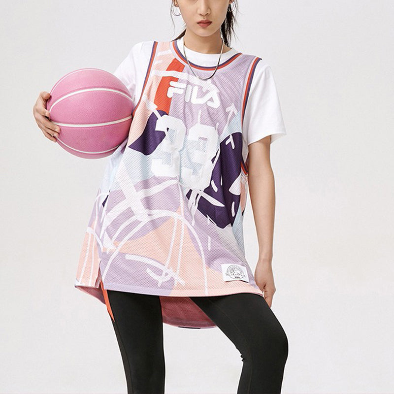 FILA FUSION Reversible Logo Printing Loose Sports Vest Orange Purple T11W128101F-VT