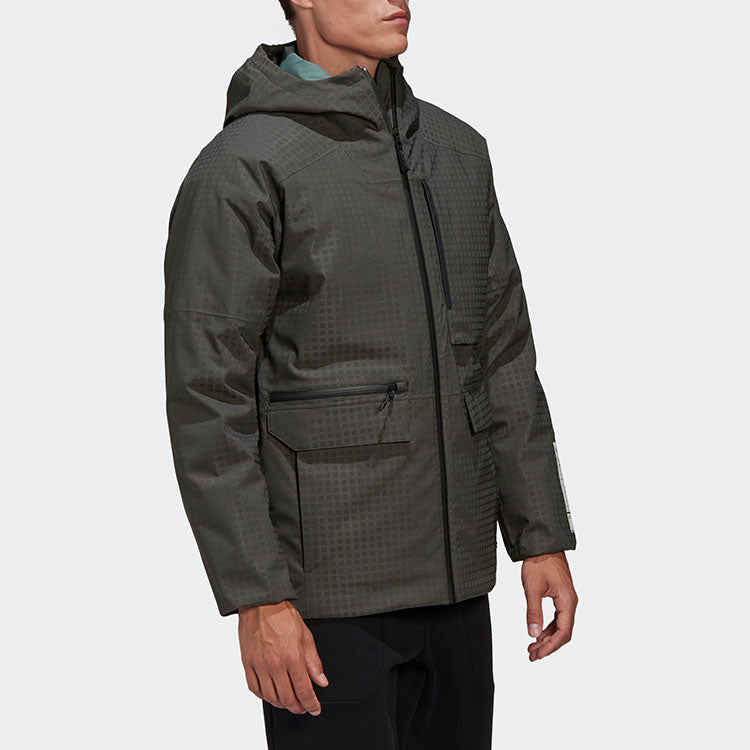 adidas Cap 3in1 R.r J Outdoor Windproof hooded down Jacket Brown GF0039