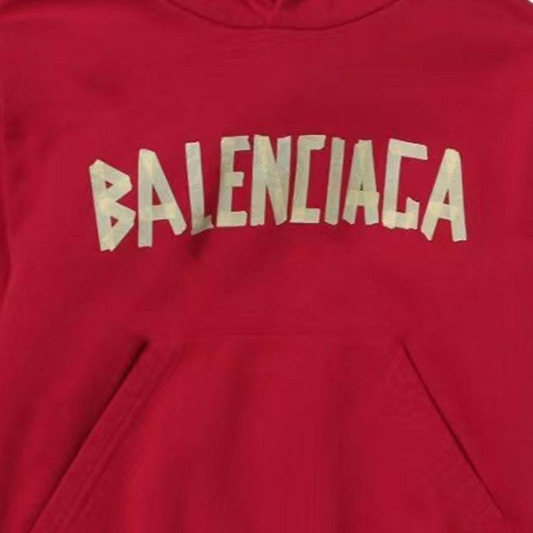 (GS) Balenciaga Tape Type Cotton Hoodie 'Red' 682019TOVB36400