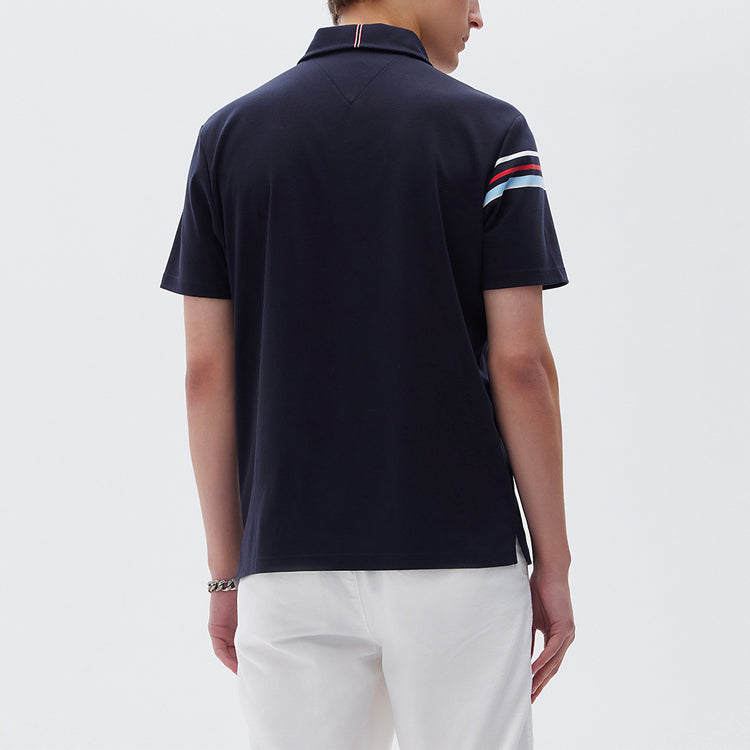 FILA Contrast Colors StripesSport Casual Short Sleeve poloShirt Men s Blue F11M121114F-NV