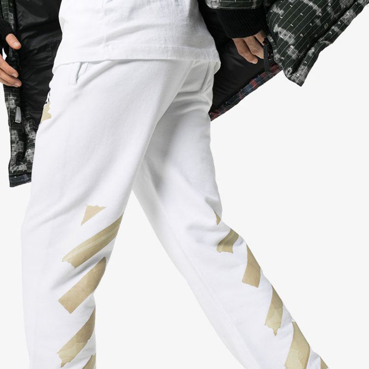 Off-White Micro Mark Rubber Strap Printing Athleisure Casual Sports Pants Ordinary Version White OMCH022R20E300020148