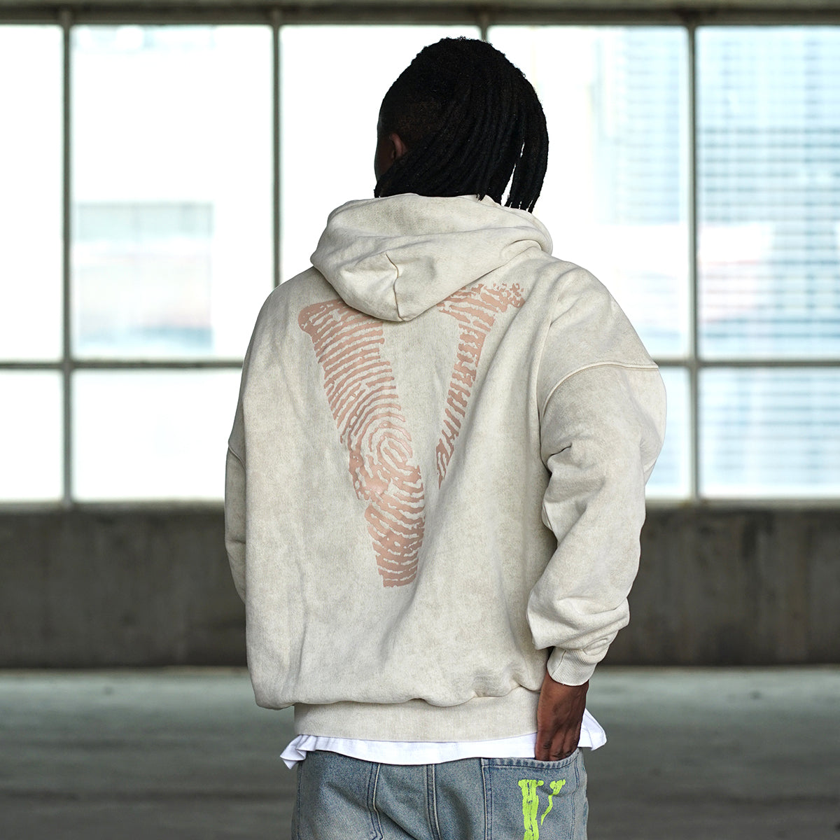 VLONE Finger Print Logo Hoodie 'Beige Red' VLHD24004-BE