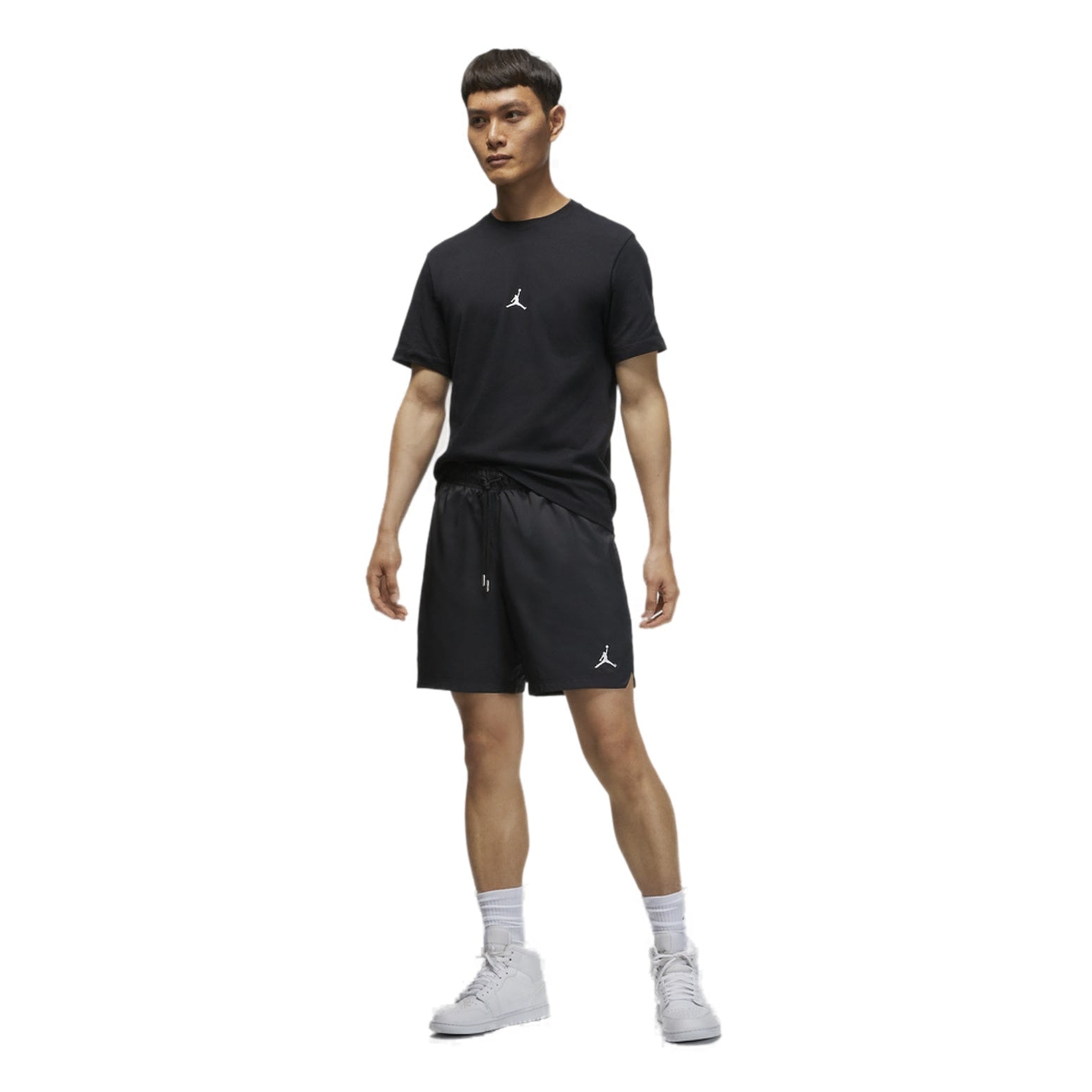 Men's Air Jordan Logo Printing Lacing Black Straight Shorts DM1373-010