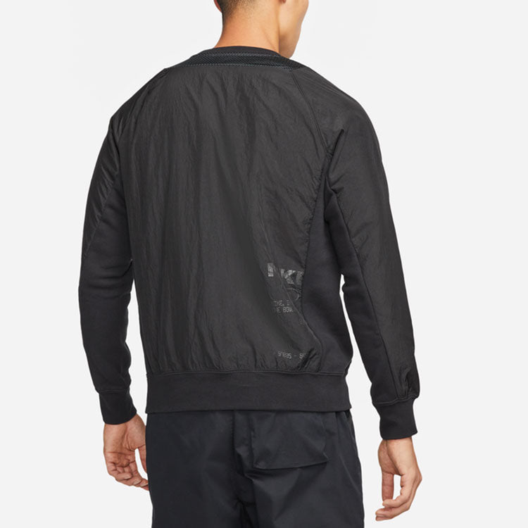 Men's Nike Solid Color French Terry Breathable Round Neck Pullover Long Sleeves Black DD5938-010