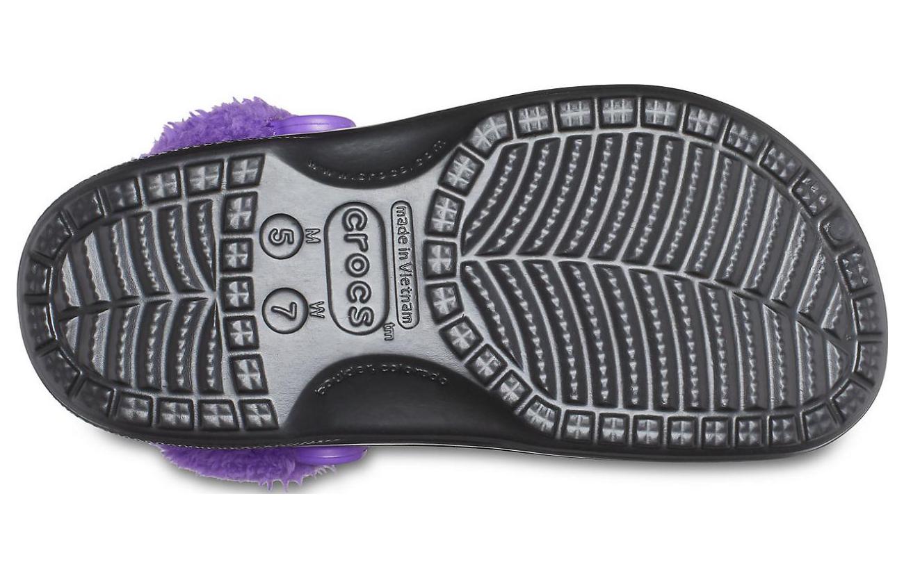 Crocs Baya Lined Fuzz Strap Clogs 'Black Purple' 20663309V