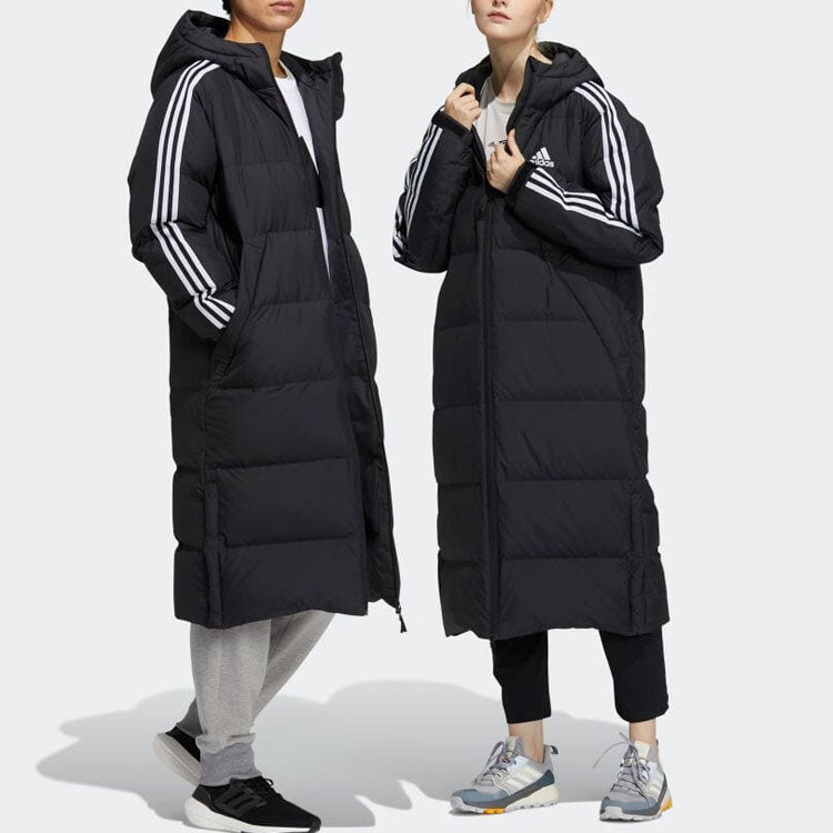 adidas 3ST Long Coat Outdoor Sports Hooded Stay Warm Down Jacket Black H20760