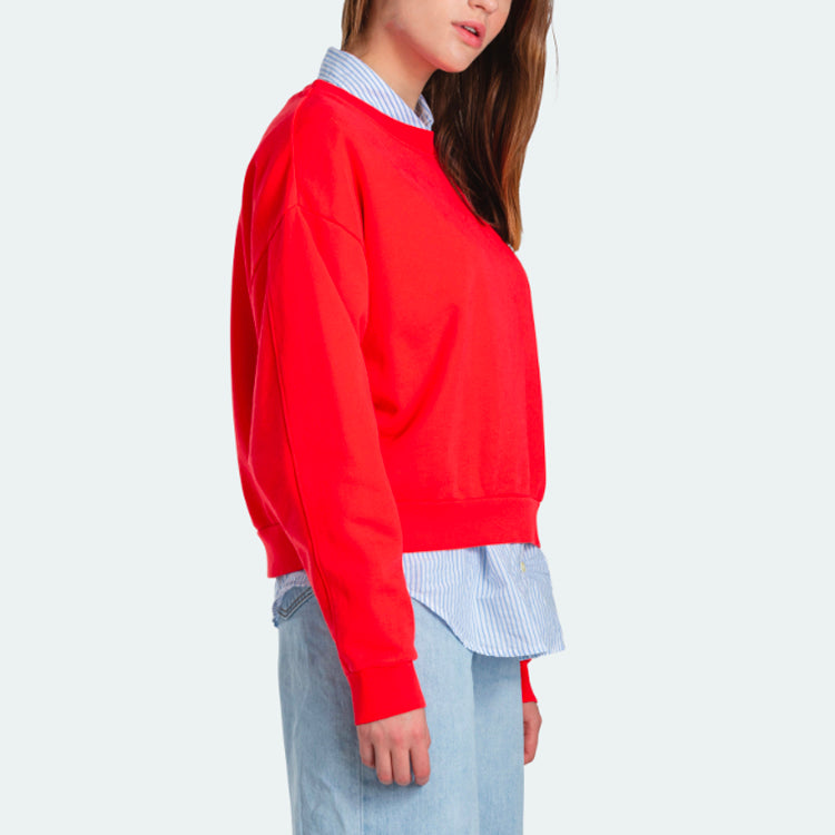 (WMNS) Levi's Round Neck Solid Color Long Sleeves Hoodie Red 85630-0000