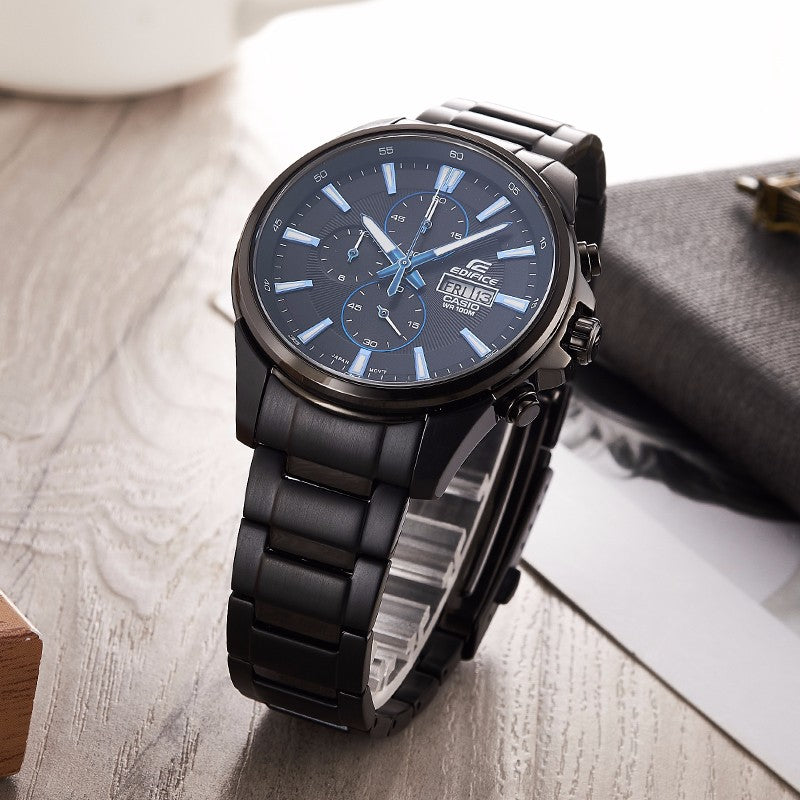 CASIO Waterproof EDIFICE Solar Powered Mens Black Analog EFB-509DC-1A