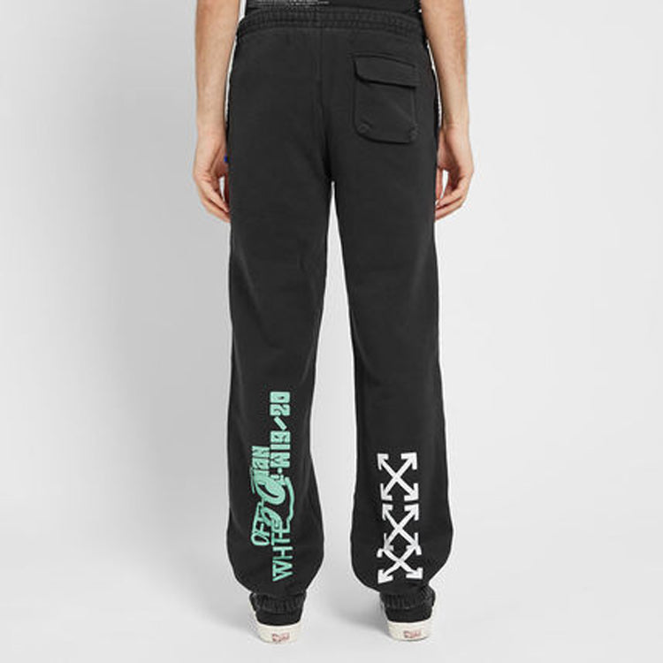 Men's Off-White Printing Black Pants OMCH020E19E300151088