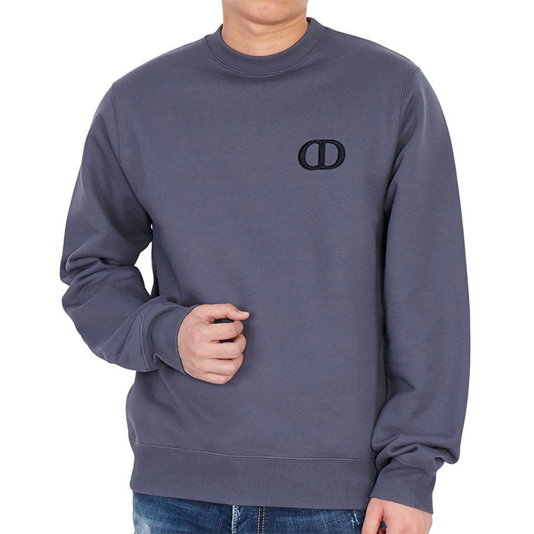 Men's DIOR FW21 Alphabet Printing Pattern Round Neck Long Sleeves Purple Blue 113J699A0531-485