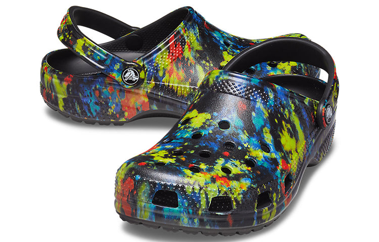 Crocs Classic Tie Dye Pattern Crocs Beach Unisex Denim Blue Sandals 205453-4SW