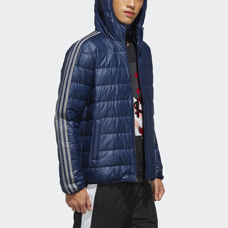 adidas neo Athleisure Casual Sports Stay Warm Stripe hooded down Jacket Blue FK9922