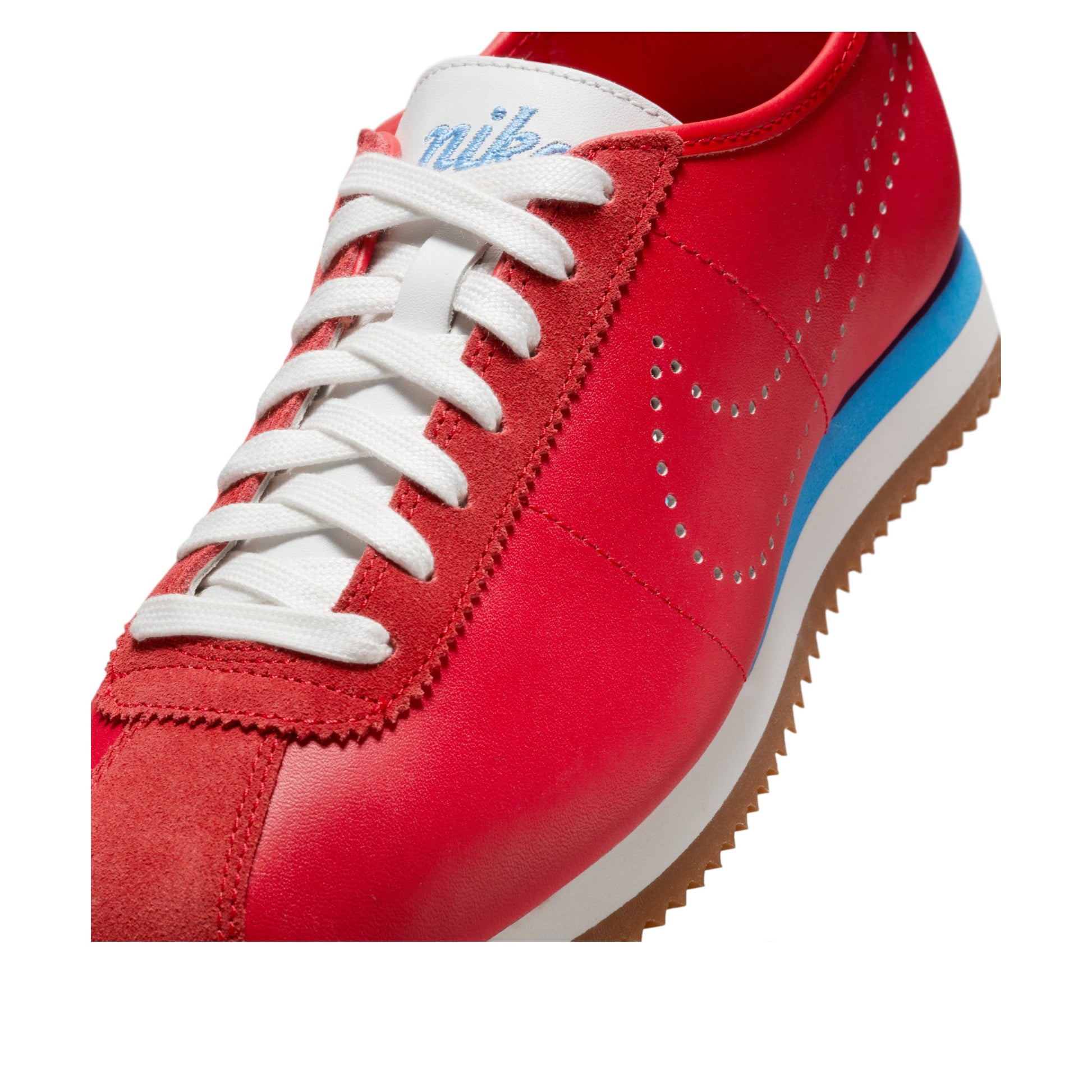 (WMNS) Nike Cortez Leather 'University Red Blue Perforated Swoosh' HQ1841-600