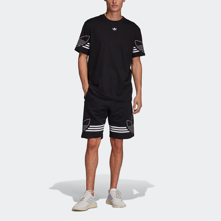 adidas originals Outline Tee Round Neck Short Sleeve Black DU8145