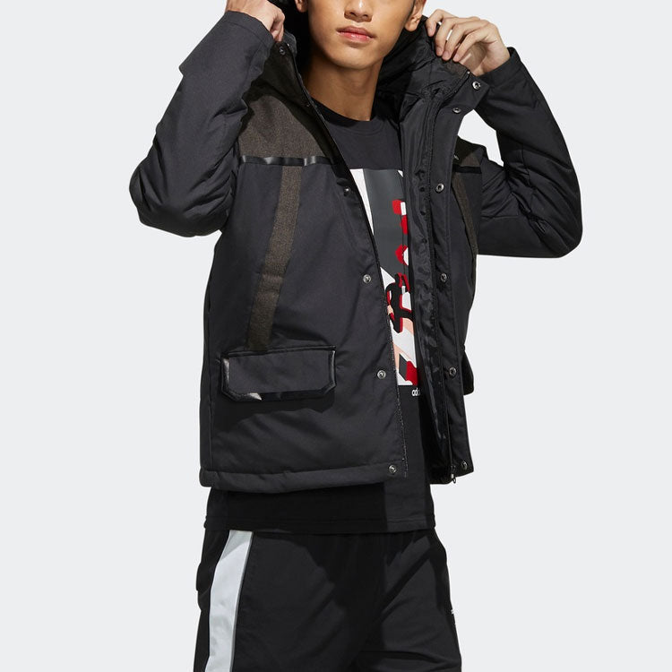 adidas neo Splicing Stay Warm Sports hooded down Jacket Black EI4440