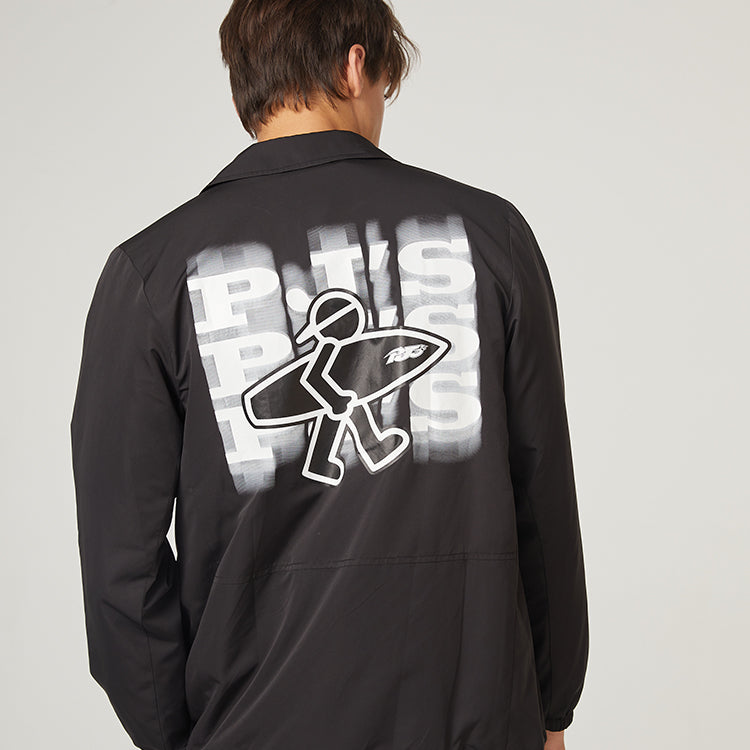 PJs Vigor Surf Alphabet Series Printing Coach Jacket Unisex Black 20SSJK1010-P