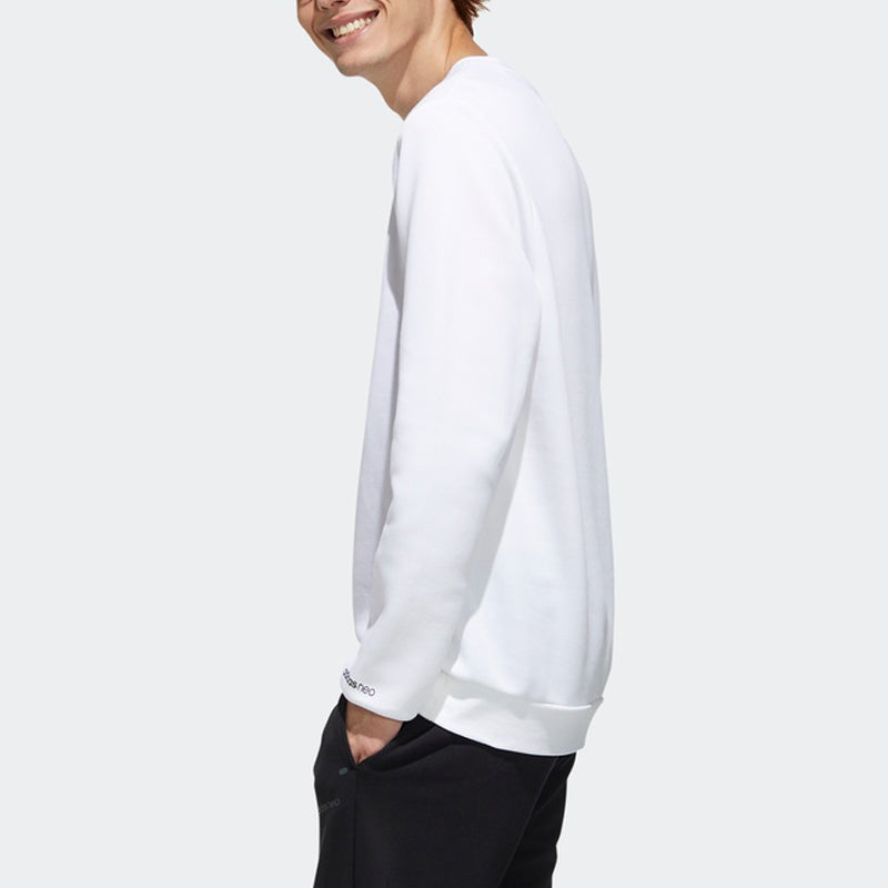 adidas neo M Cs Vrsty Sw Logo Printing Knit Sports Round Neck Pullover White GJ8950