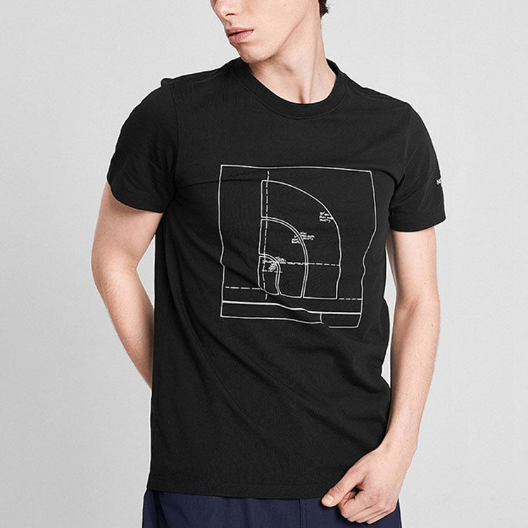 Men's THE NORTH FACE SS20 Geometry Pattern Logo Quick Dry Short Sleeve Black 4998-JK3