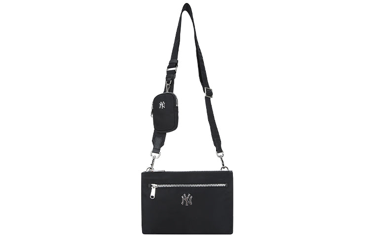 MLB NY New York Yankees Silver LOGO Zipper Shoulder Messenger Bag Black 32BGD9011-50L