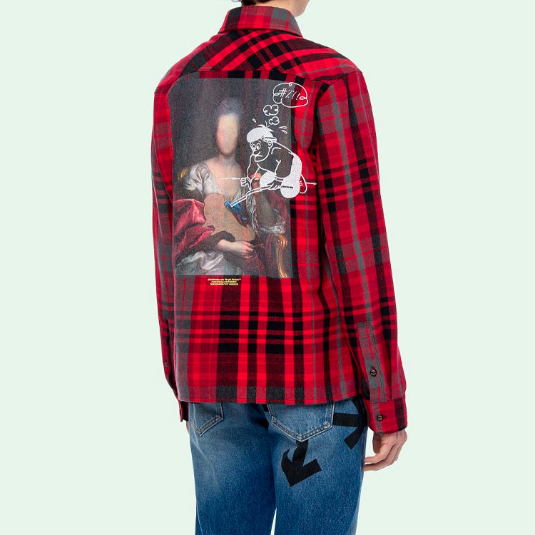 Off-White Mariana De Silva Shirt Mens Long Sleeve Plaid Shirts OMGA060E19E230052088