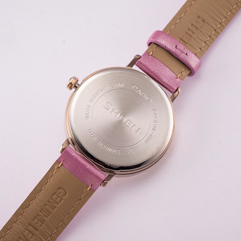 CASIO Waterproof SHEEN Quartz Sapphire Crystal Rose Red Analog SHE-4048CGL-7BUPR