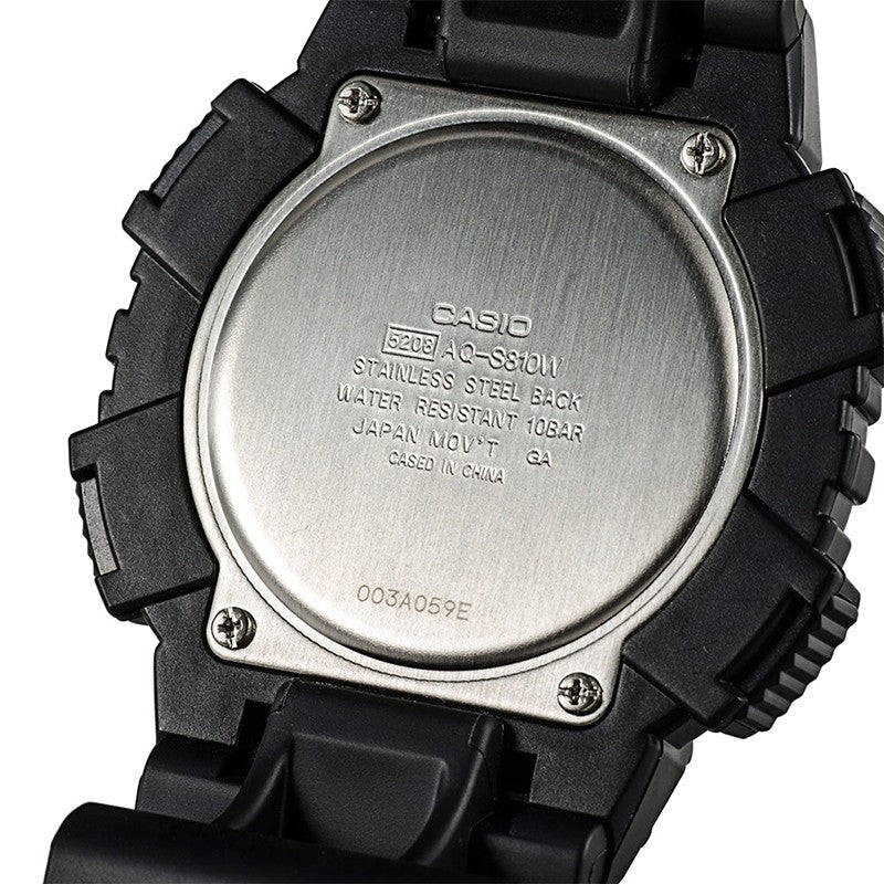 CASIO Waterproof Sports Solar Powered Mens Black Analog AQ-S810W-1BVDF