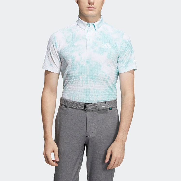 adidas Tie Dye Logo Printing Casual Short Sleeve Polo Shirt Japanese version Blue HC7912