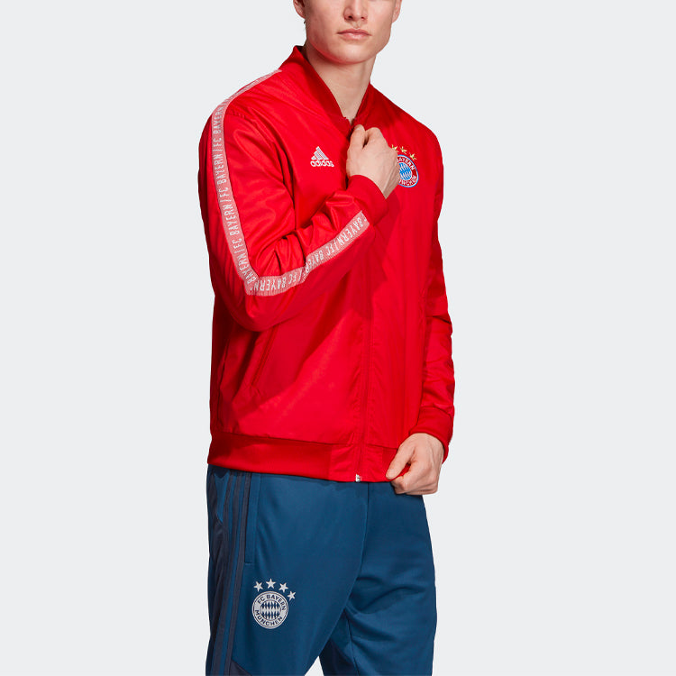 adidas 19-20 Season Bayern Munich Black Soccer/Football logo Sports Loose Training Long Sleeves Jacket Red DX9218
