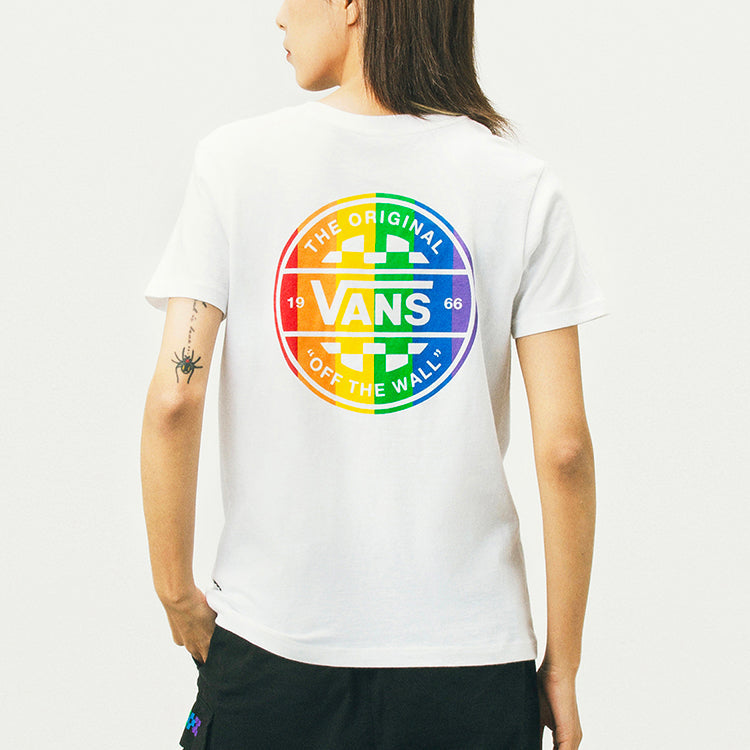 (WMNS) Vans Rainbow Alphabet Printing Round Neck Short Sleeve White VN0A5EUQWHT