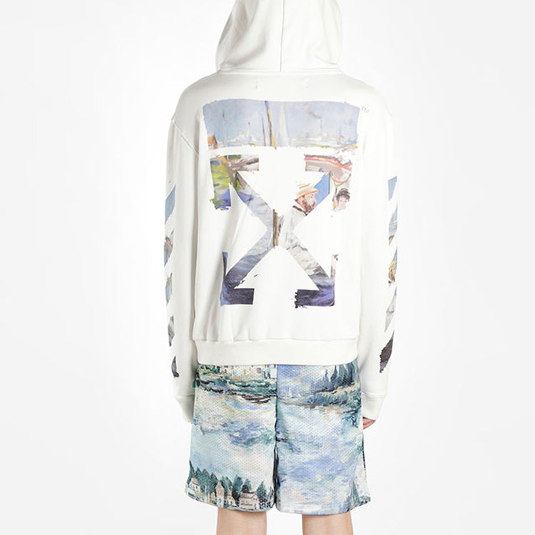 Off-White Printing Arrow Zip-up Hooded Fleece Men White OMBE001R190030120288