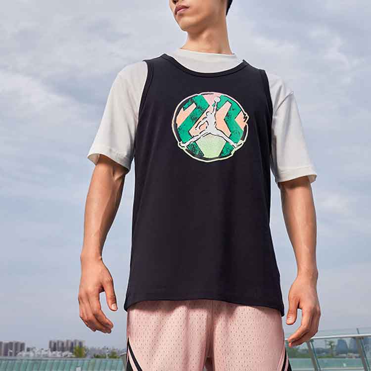Air Jordan Pattern Printing Sports Vest Men's Black DQ5878-010