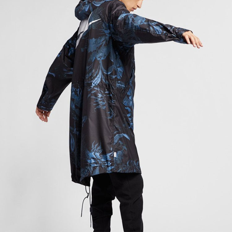 Nike Aop Printed Hooded Parka Coat 'Blue Black' AR1599-010