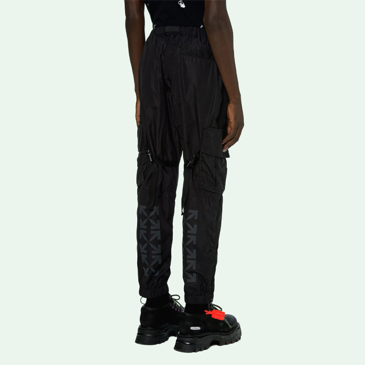 Off-White SS21 Arrow Printing Cargo Pants Black OMCF004R21FAB0021010